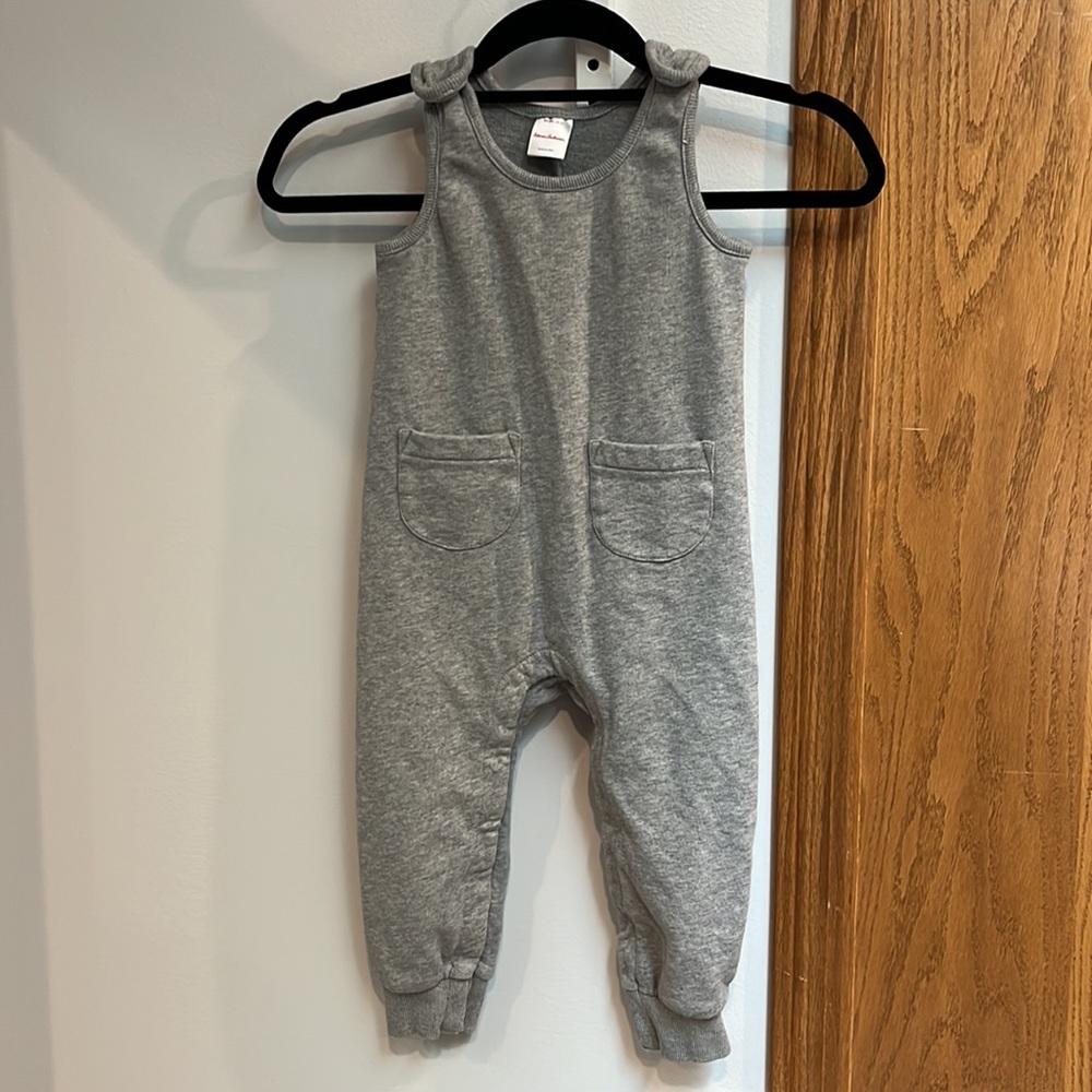 Hanna Anderson 100% organic cotton gray overalls, size 3T, very good condition